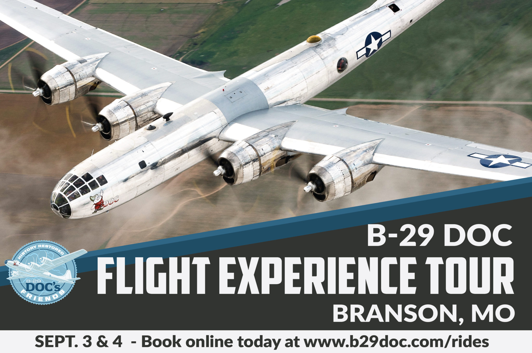 Doc Adds Branson, MO To B-29 Doc Flight Experience Tour - B-29 Doc